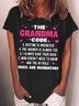 Women's The Grandma Code Letters Casual T-Shirt