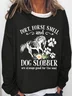 Women's Cute Horse And Dog Flower Dirt Horse Smell Simple Crew Neck Loose Sweatshirt