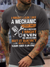 Men's I Might Look Like A Mechanic I Might Smell Like A Mechanic L'll Fix Your Things For Free Funny Graphic Print Cotton Casual Crew Neck Text Letters T-Shirt