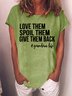 Women's Love Them Spoil Them Give Them Back Grandma Life Funny Graphic Print Crew Neck Casual Cotton-Blend Loose T-Shirt