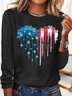 Women's Cat Flag Heart Letters Casual Top