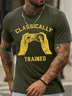 Men's Classically Trained Funny Game Graphic Print Text Letters Cotton Casual Crew Neck T-Shirt
