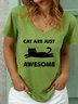 Lilicloth X Rajib Sheikh Cat Are Just Awesome Women's V Neck Casual Loose T-Shirt
