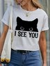 Lilicloth X Rajib Sheikh Black Cat I See You Women's Crew Neck T-Shirt