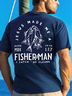 Men's Jesus Made Me A Fisher Of Man I Catch He Cleans Funny Religious Bible Graphic Print Cotton Casual Crew Neck Loose T-Shirt