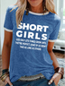 Women's Short Girls Funny Graphic Print Casual Regular Fit Text Letters T-Shirt