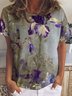 Women’s Plant Pattern Casual Floral Cotton-Blend T-Shirt