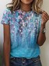 Women's Art Printing Loose Casual Floral Crew Neck T-Shirt