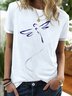 Women's Funny Dragonfly Art Graphic Printing  Casual Text Letters Crew Neck T-Shirt