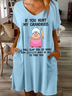 Women's Funny If You Hurt My Grandkids I Will Slap You So Hard Even Google Won T Be Able To Find You Casual Loose V Neck Dress