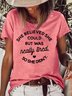 Women's funny Always Tired Letters Crew Neck Casual T-Shirt