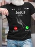 Men’s Jesus Calling Regular Fit Crew Neck Text Letters Casual T-Shirt