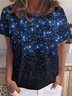 Women’s Abstract Art Starry Night Pattern Casual Cotton-Blend Loose T-Shirt