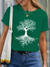 Women's The Tree of Life Print Simple Loose Crew Neck Text Letters T-Shirt