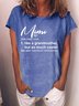 Women’s Mimi Like a Grandmother But So Much Cooler Text Letters Loose Casual Cotton T-Shirt
