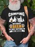 Men's Camping Without Beer Is Just Sitting In The Woods Funny Graphic Printing Crew Neck Cotton Casual T-Shirt