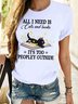 Women's All I Need Is Cats And Books It's Too Peopley Outside Casual Letters T-Shirt