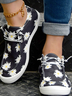 Daisy Graphic-Print Lace-Up Canvas Flats