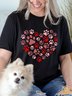 Lilicloth X Funnpaw Women's Dog Lover Paw Heart Crew Neck T-Shirt
