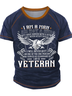 Men's I Am A Man I Am Not A Her But Have Served With A Afew I Will Never Accept Defeat Funny Graphic Printing Casual Regular Fit Crew Neck Eagle Old Glory T-Shirt