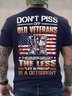 Men's Don't Piss Off Old Veterans The Older We Get The Less Life In Prison Is A Deterrent Funny Graphic Printing Cotton America Flag Casual Loose T-Shirt