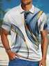 Men’s Outdoor Vacation Lines Pattern Regular Fit Polo Collar Casual Polo Shirt