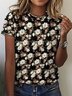 Women's Plant Floral Butterfly Casual Crew Neck T-Shirt
