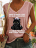 Women‘s Funny Word Black Cat That's What I Do I Am A Nurse Simple V Neck Tank Top