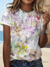 Women's Loose Floral Vacation Crew Neck T-Shirt