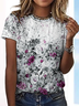 Women's Plant Floral Abstract Crew Neck Casual T-Shirt