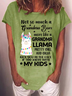Women's Funny Grandma LLama Casual Loose Text Letters Crew Neck T-Shirt