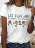 Women's Cute Let Your Joy be Poppin' Like Flowers Cotton  Casual T-Shirt