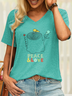 Women’s Peace & Love Plant Bird Casual Text Letters T-Shirt