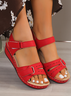Women's Leather Hollow Breathable Velcro Von-slip Comfortable Soft Sandals Flat Shoes