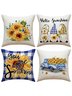 18x18 Set of 4 Cushion Pillow Covers, You Are My Sunshine Text Letters Sunflower Throw Pillow Covers