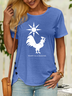 Women’s Happy As A Rooster Cotton Casual Crew Neck T-Shirt