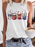 Women's 4th of July Coffee Independence Patriotic Print Casual Tank Top