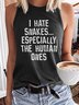 Women's I Hate Snakes Casual Crew Neck Tank Top
