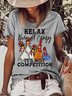 Women's Funny Chicken Relax Were All Crazy It'S Not Competition Graphic Printing Cotton-Blend Casual Text Letters Crew Neck T-Shirt