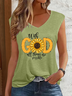 Women's Bible Verse With God All Things Are Possible V Neck Simple Tank Top