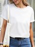 Women Plain  Waterproof Oilproof And Stainproof Fabric Crew Neck Loose T-Shirt