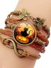 Halloween Black Cat Time Gem Bracelet Butterfly 8-character Hand Rope European and American Jewelry
