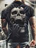 Men's Street Casual Skull Pattern Round Neck Stretch Fit Short Sleeve T-Shirt