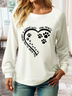 Women's Dog Lovers The Road To My Heart Is Paved With Paw Prints Text Letters Casual Sweatshirt