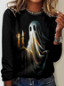 Women's Ghost Print Halloween Casual Shirt
