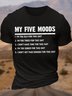 Womens Cotton My Five Mood Letters Crew Neck Casual T-Shirt