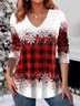 Casual Loose Plaid Knitted T-Shirt