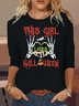 Women's Halloween Print Casual Cotton-Blend Shirt