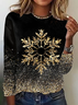 Casual Loose Crew Neck Christmas T-Shirt