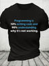 Cotton Programming Text Letters Casual Loose T-Shirt